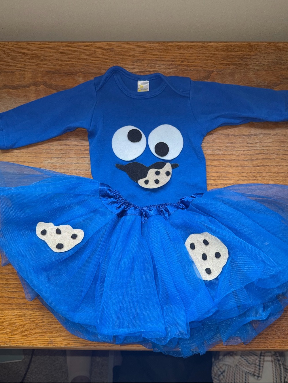 Handmade  Cookie Monster Tutu Dress Kids Costume 3-6 months